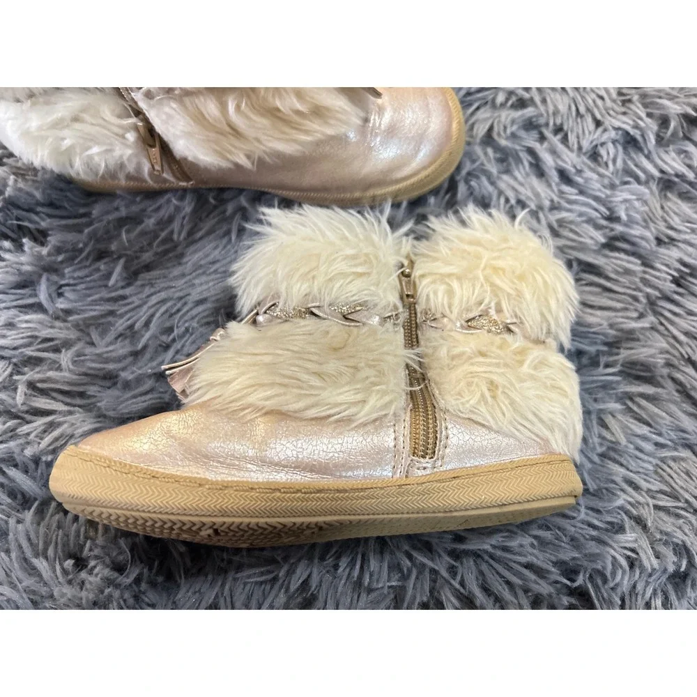Cat & Jack Boots Kids 11 Rose Gold Metallic Winter Glam